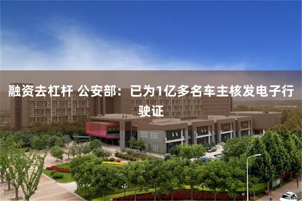 融资去杠杆 公安部：已为1亿多名车主核发电子行驶证