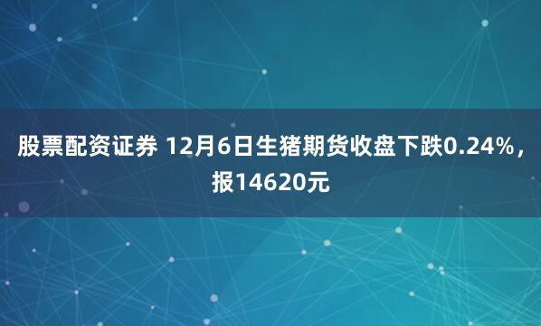 股票配资证券 12月6日生猪期货收盘下跌0.24%，报14620元