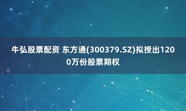 牛弘股票配资 东方通(300379.SZ)拟授出1200万份股票期权