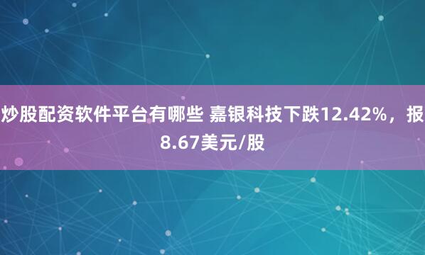 炒股配资软件平台有哪些 嘉银科技下跌12.42%，报8.67美元/股