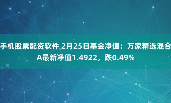 手机股票配资软件 2月25日基金净值：万家精选混合A最新净值1.4922，跌0.49%